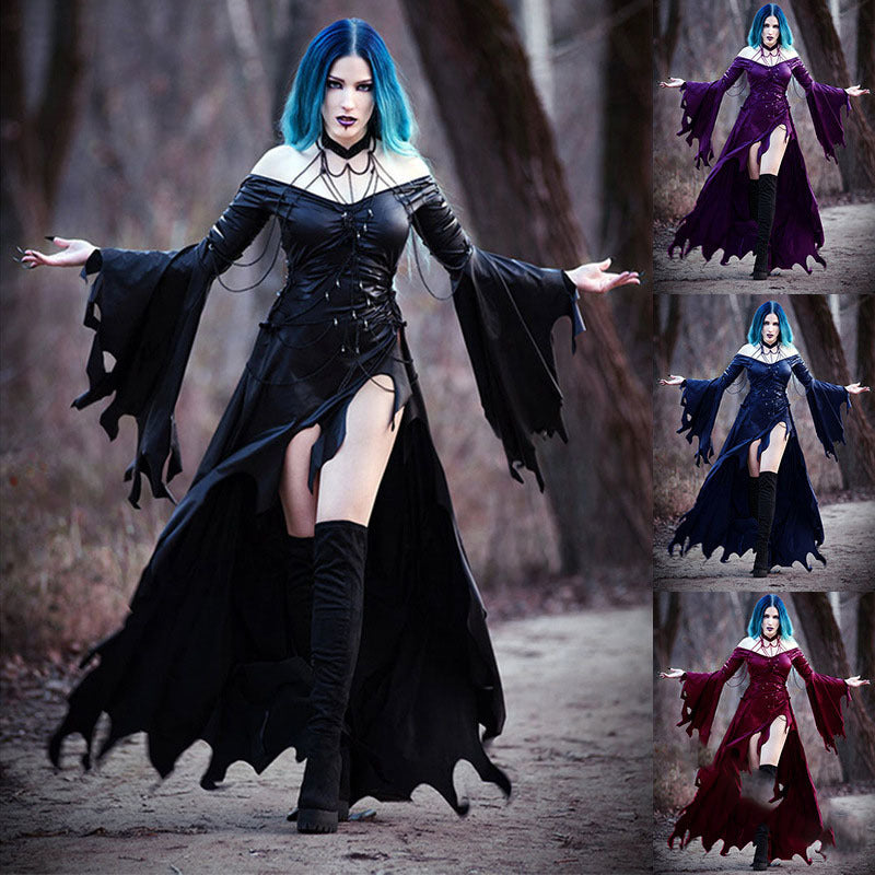 Gothic Dress With Big Sleeves And Hip Dress