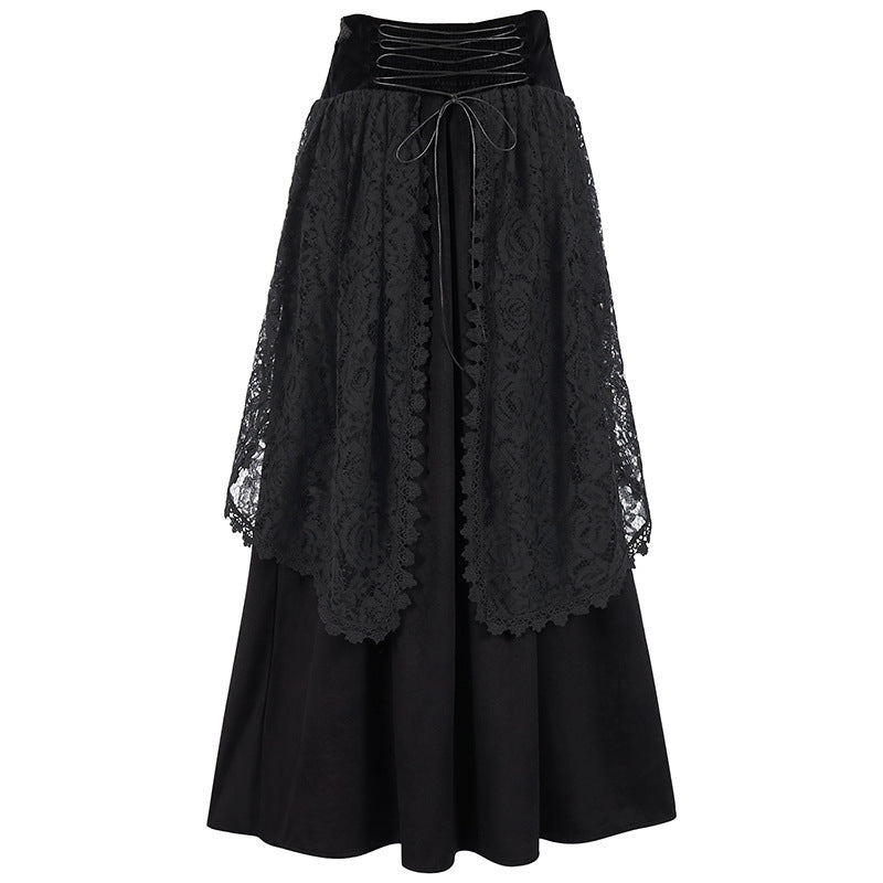 Fashion Gothic Style Lace-up Waist Women's Skirt