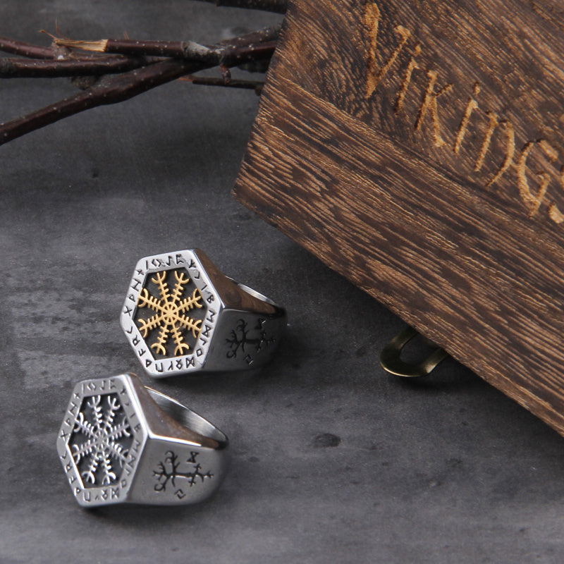Gothic Loli Nordic Compass Ring Male