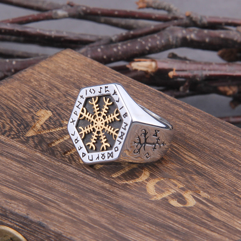 Gothic Loli Nordic Compass Ring Male