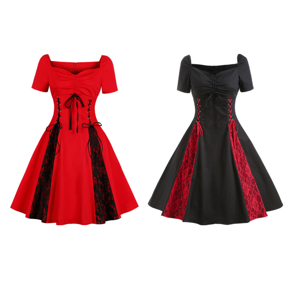 New Gothic Lace Lace Up Women's Vintage Dress