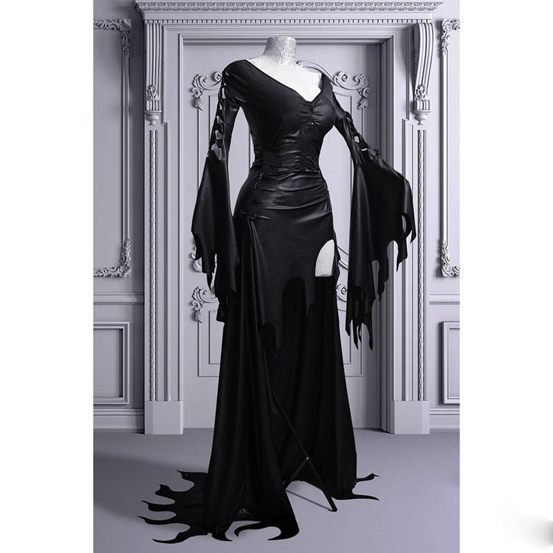 Gothic Dress With Big Sleeves And Hip Dress