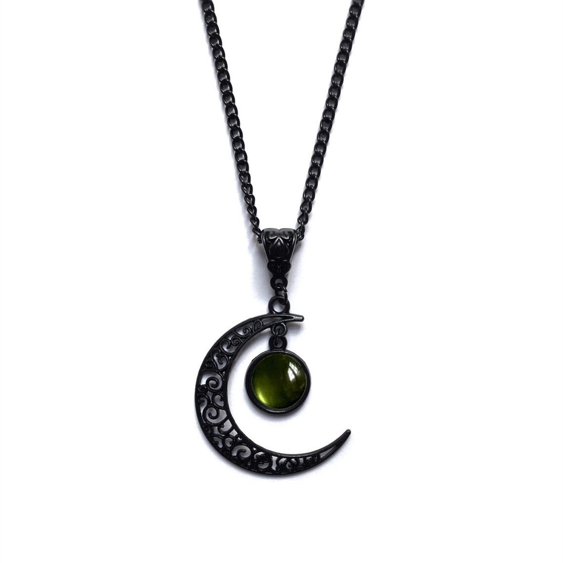 Alloy Plating Women's Gothic Bohemian Style Black Filigree Crescent Necklace