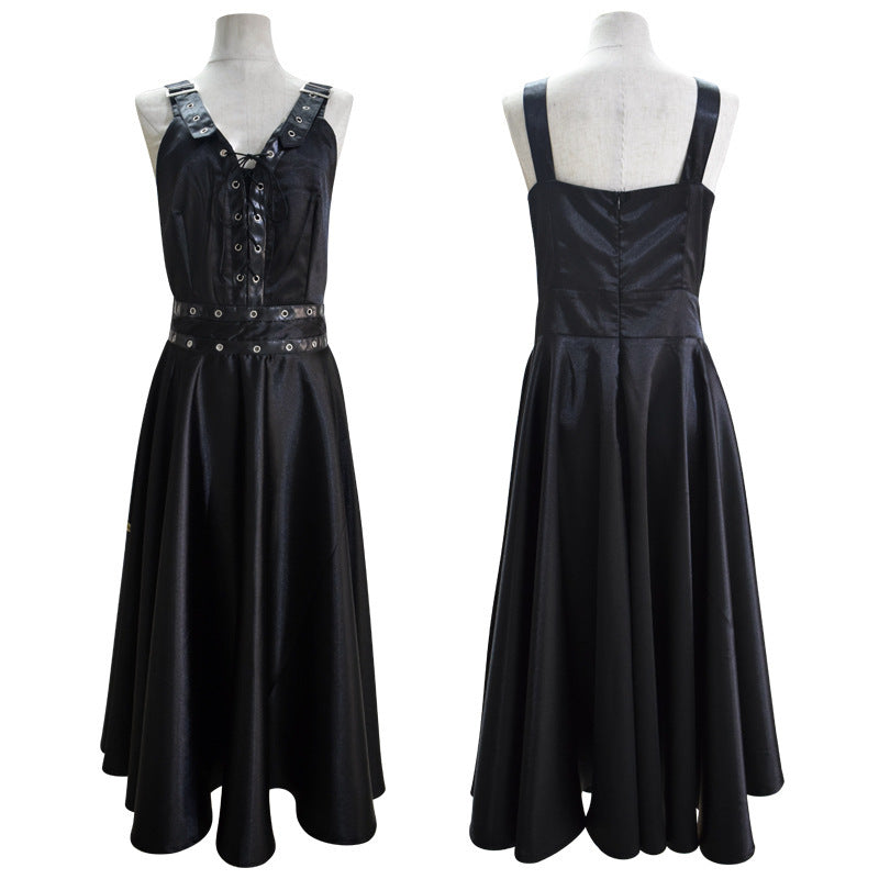 Fashion Gothic Punk Style Stitching Strap Sling Dress Ladies Daily