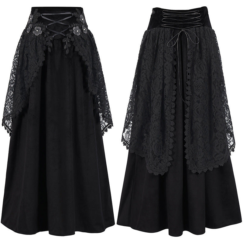 Fashion Gothic Style Lace-up Waist Women's Skirt