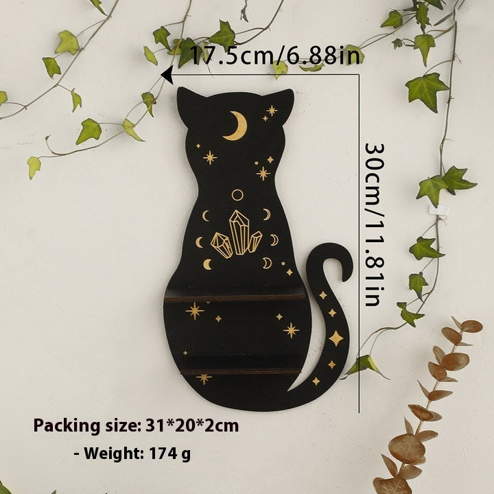 Gothic Animal Cat Type Wooden Wall Crystal Storage Rack
