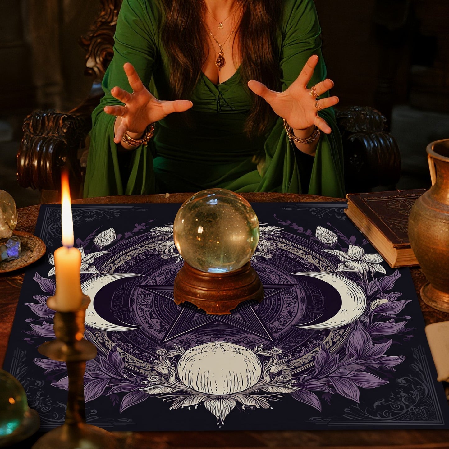 Lunar Pentagram Tarot Cloth