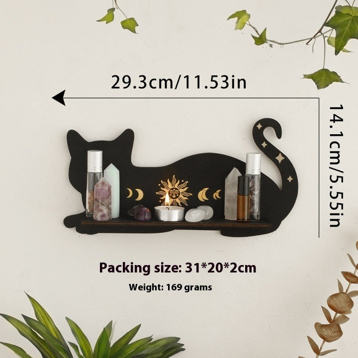 Gothic Animal Cat Type Wooden Wall Crystal Storage Rack