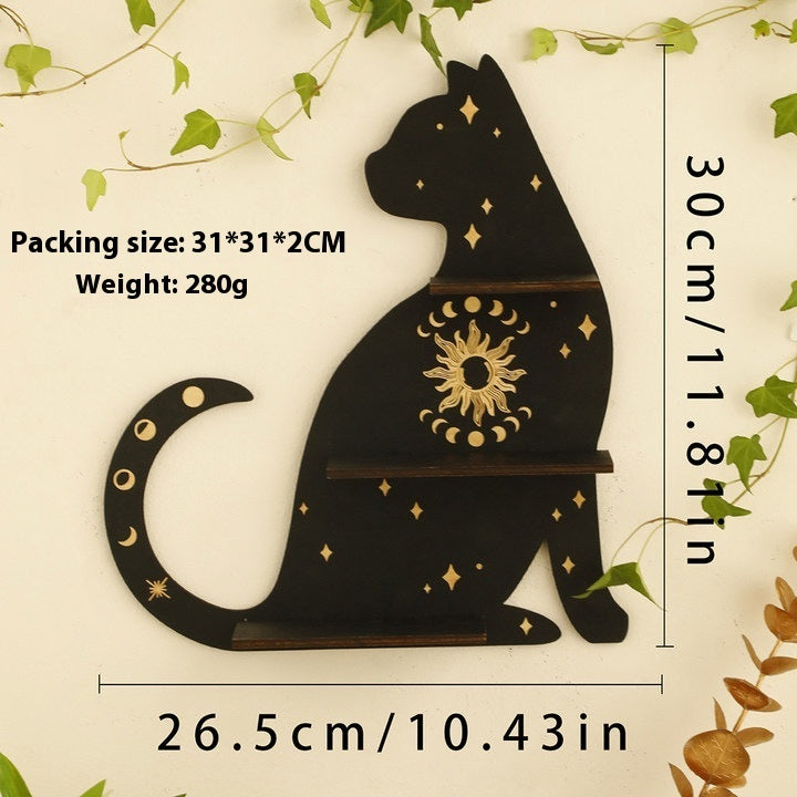 Gothic Animal Cat Type Wooden Wall Crystal Storage Rack