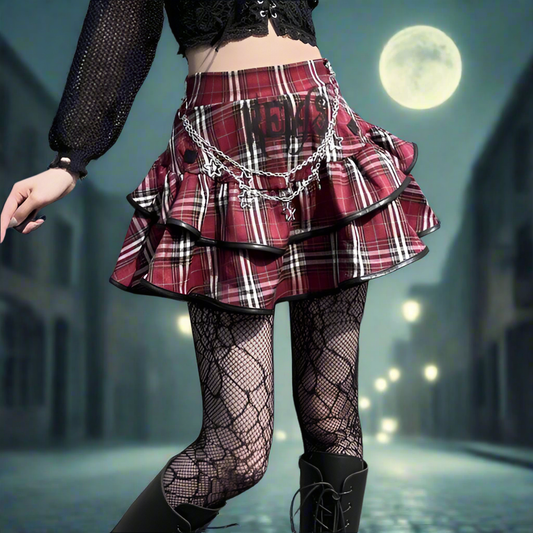 Blood Moon Plaid Ruffle Skirt – Gothic Punk