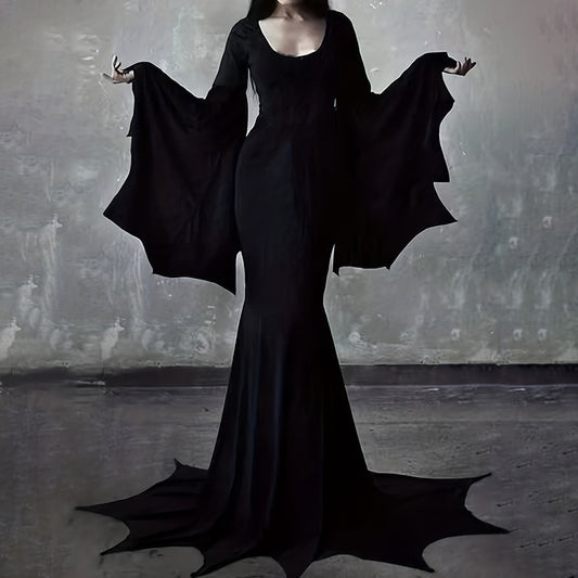 Queen of Shadows Gown – Gothic Batwing Sleeve Mermaid Dress