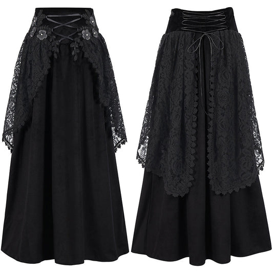 Fashion Gothic Style Lace-up Waist Women's Skirt